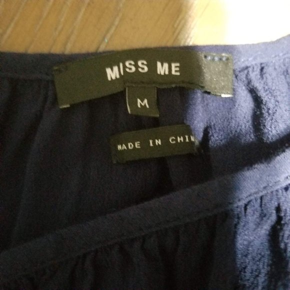 Miss Me / M / Navy Blue Ruffle Tank Top - Picture 4 of 4